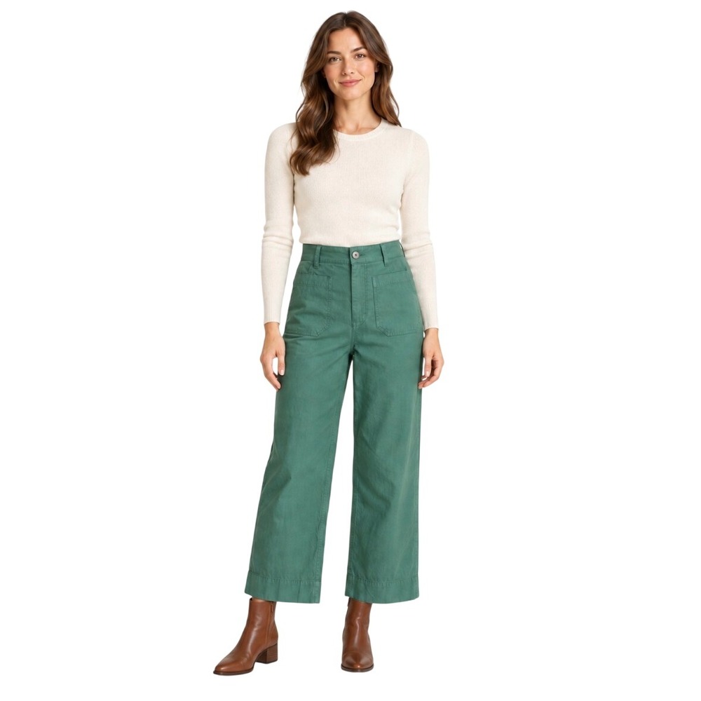 NWOT Maeve The Colette Wide Leg Pants Green Size 25 Anthropologie High Rise